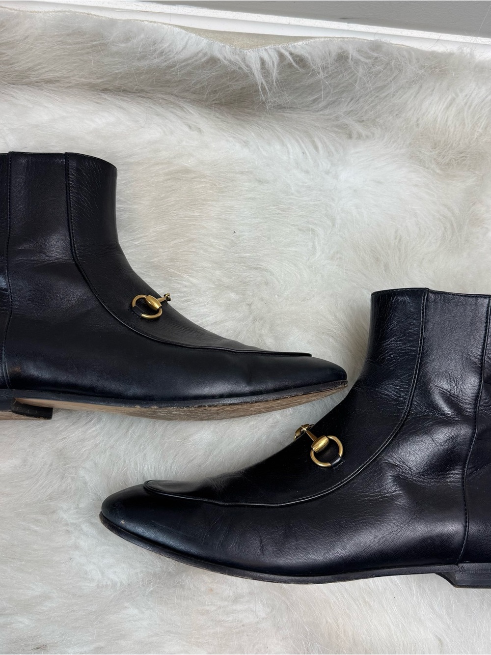 Gucci Malaga Jordaan Black Leather Horsebit Ankle Boots 39 - Picture 7 of 11
